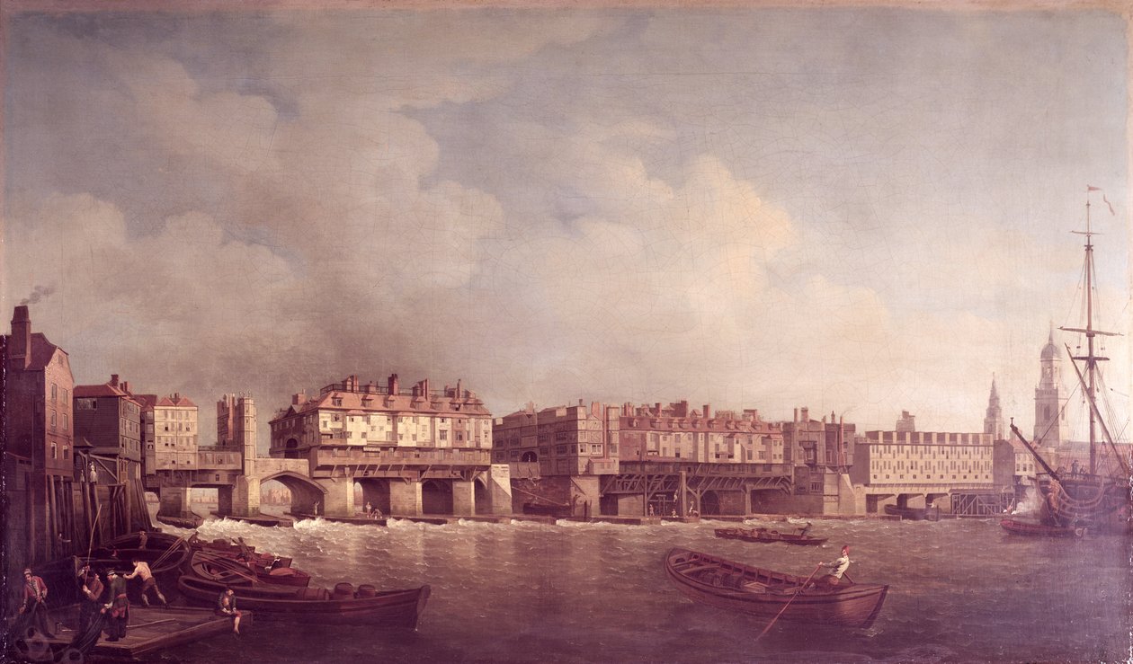 London Bridge vor der Änderung im Jahr 1757 von Samuel Scott