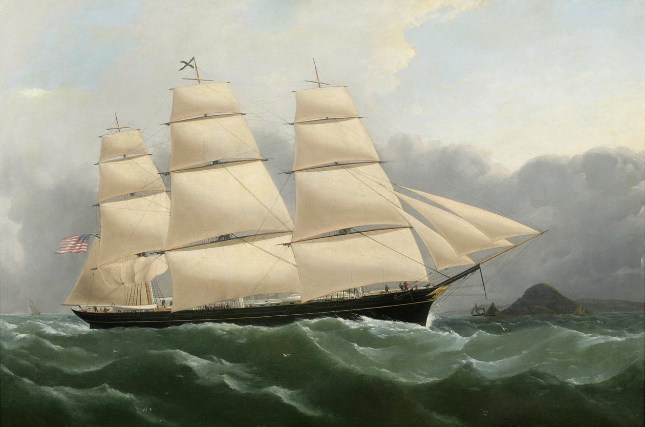 Das Klipperschiff „Challenge“ erreicht die Küste Englands unter vollen Segeln von Samuel Walters