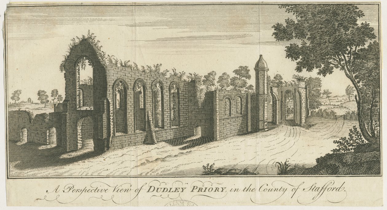 Dudley Priory: Gravur von Samuel Buck