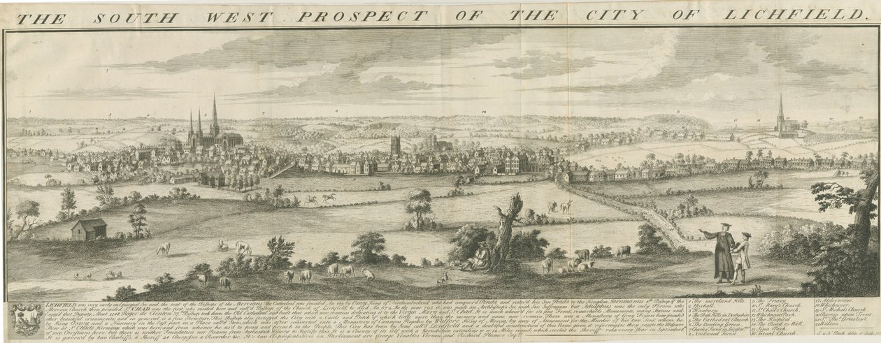 Lichfield - Südwestansicht: Gravur von Samuel Buck