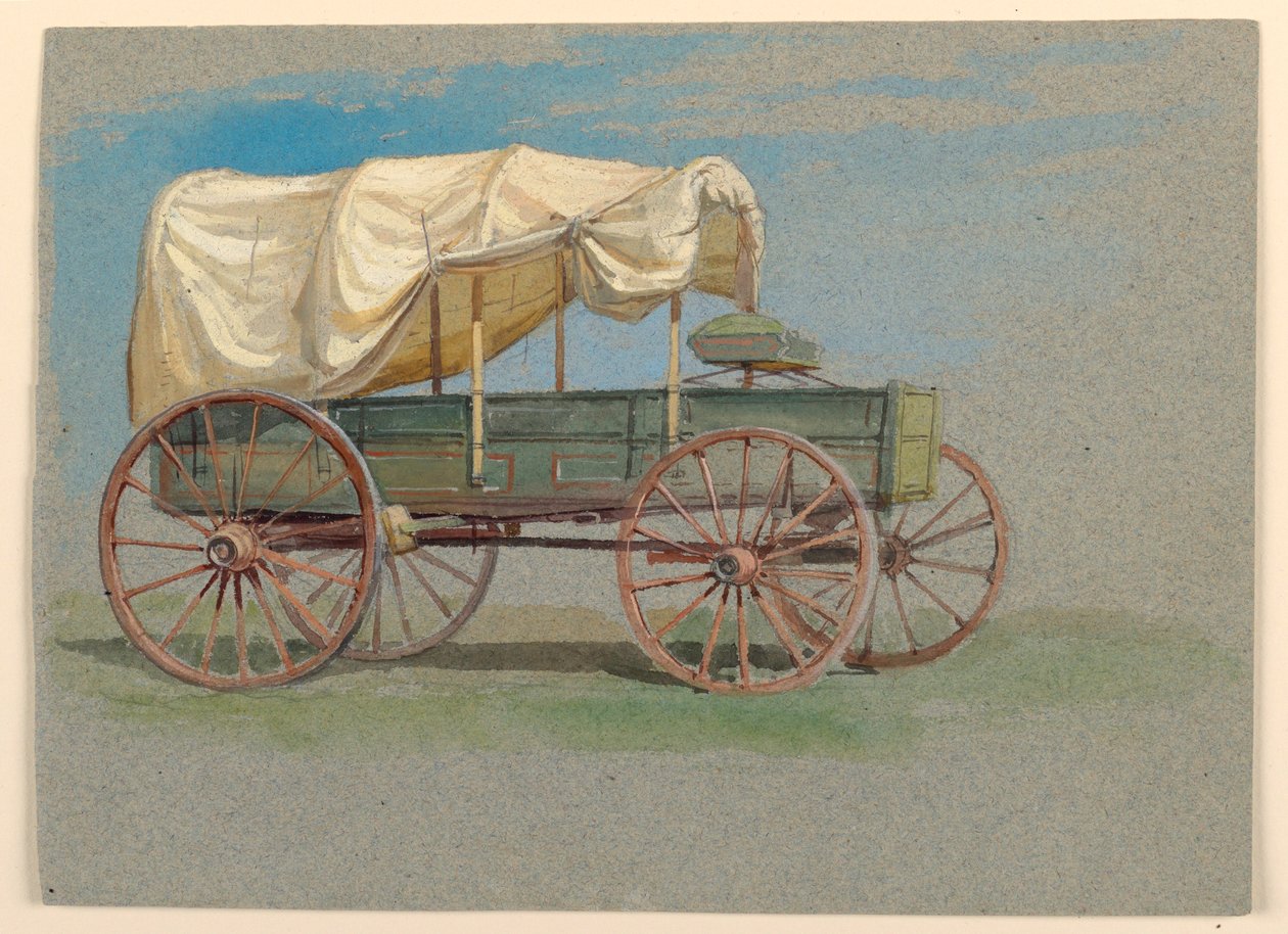 Zeichnung, ein Planwagen, 1870–80 von Samuel Colman