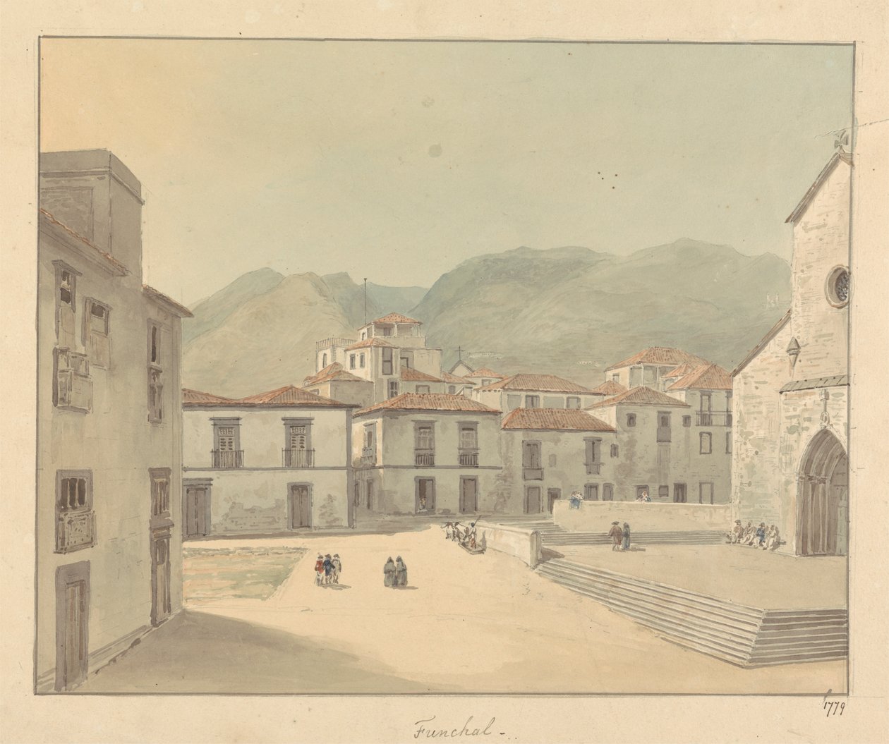 Funchal, Madeira: Ein Platz mit einer Kirche von Samuel Davis