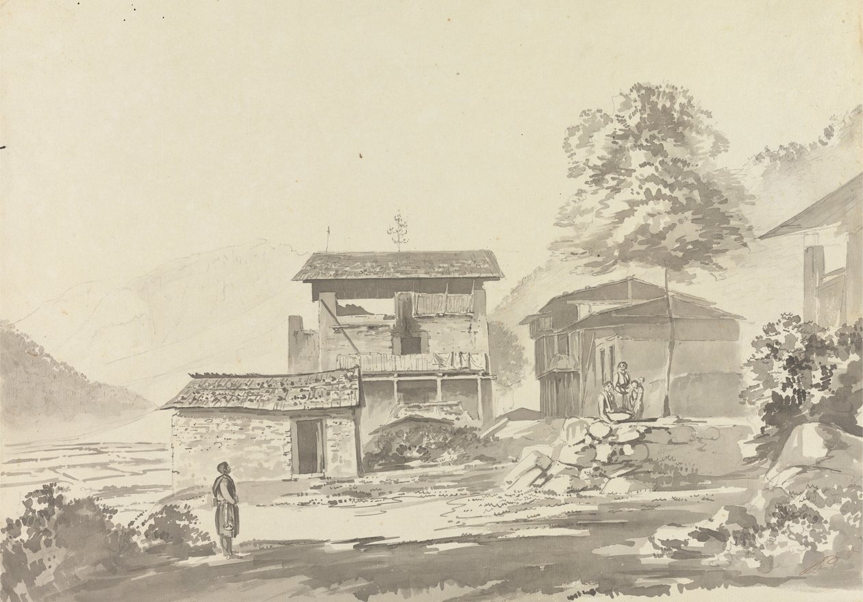 Im Dorf in der Nähe von Tassisudon [Tashicho Dzong] von Samuel Davis