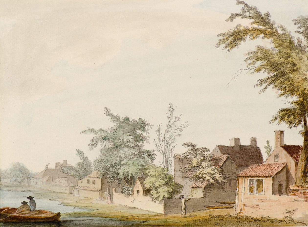 Ein Dorf am See von Samuel Hieronymous Grimm