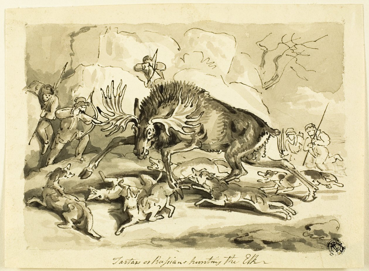 Tataren oder Russen jagen einen Elch von Samuel Howett