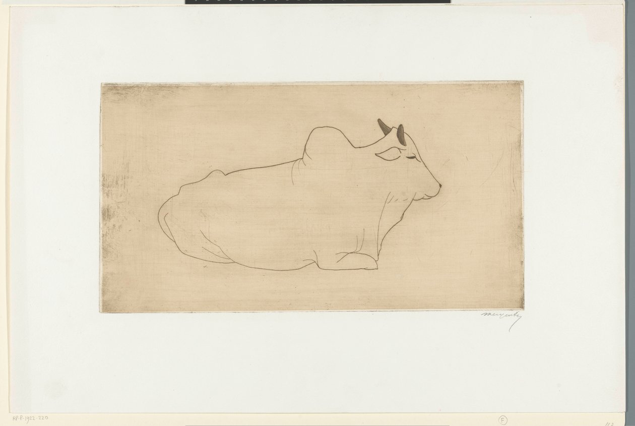 Liegender Zebu von Samuel Jessurun de Mesquita (signed by artist)