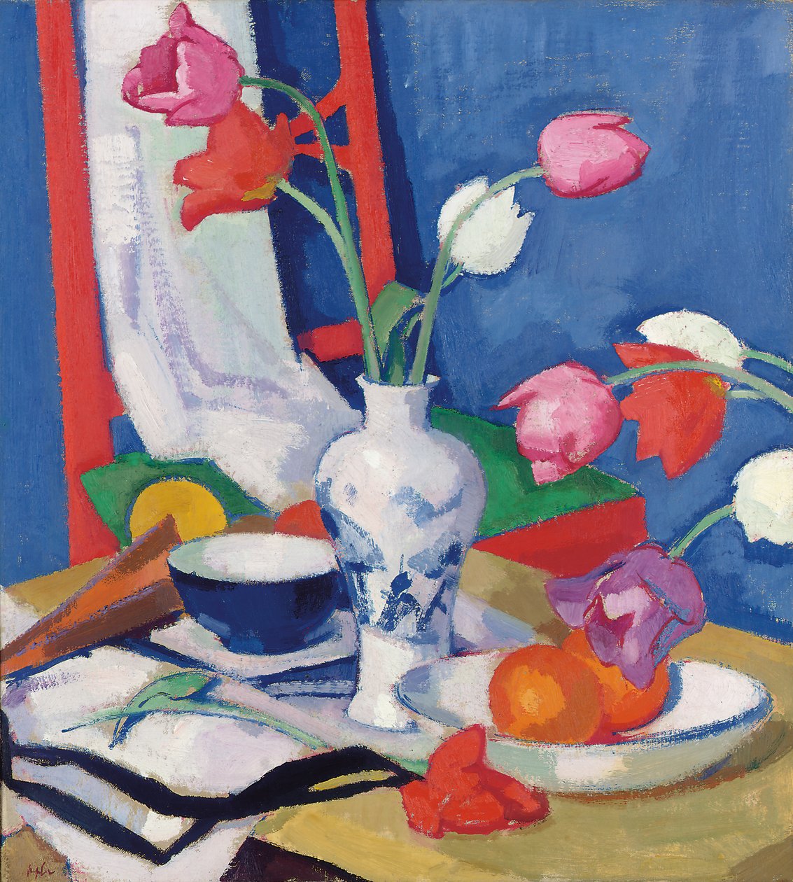 Roter Stuhl und Tulpen, ca. 1919 von Samuel John Peploe