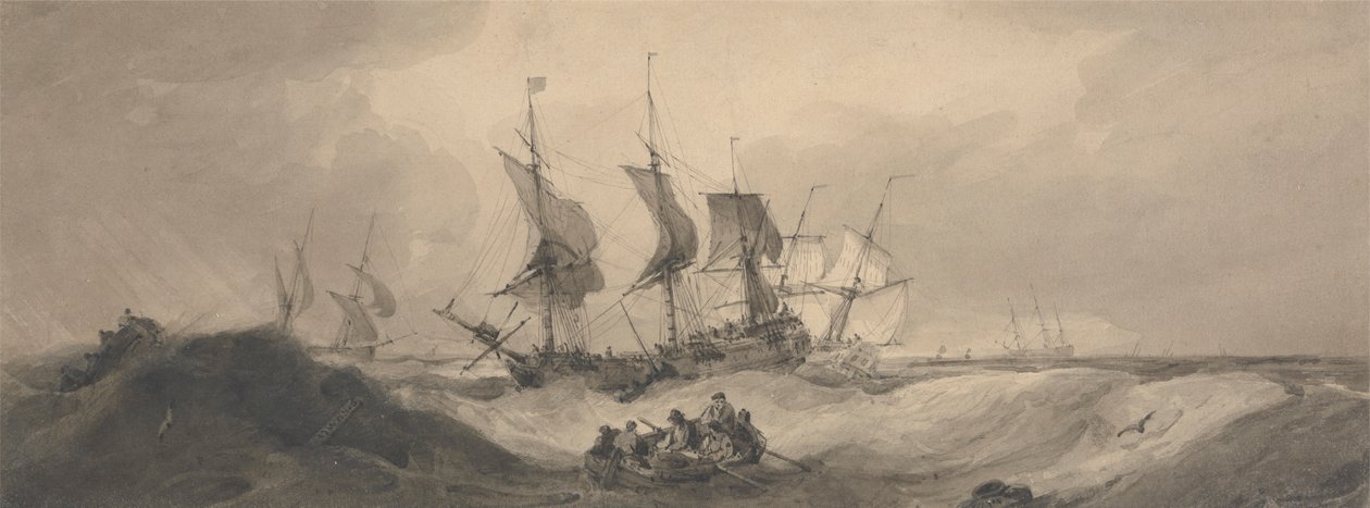 Schiffe an einem stürmischen Tag von Samuel Owen