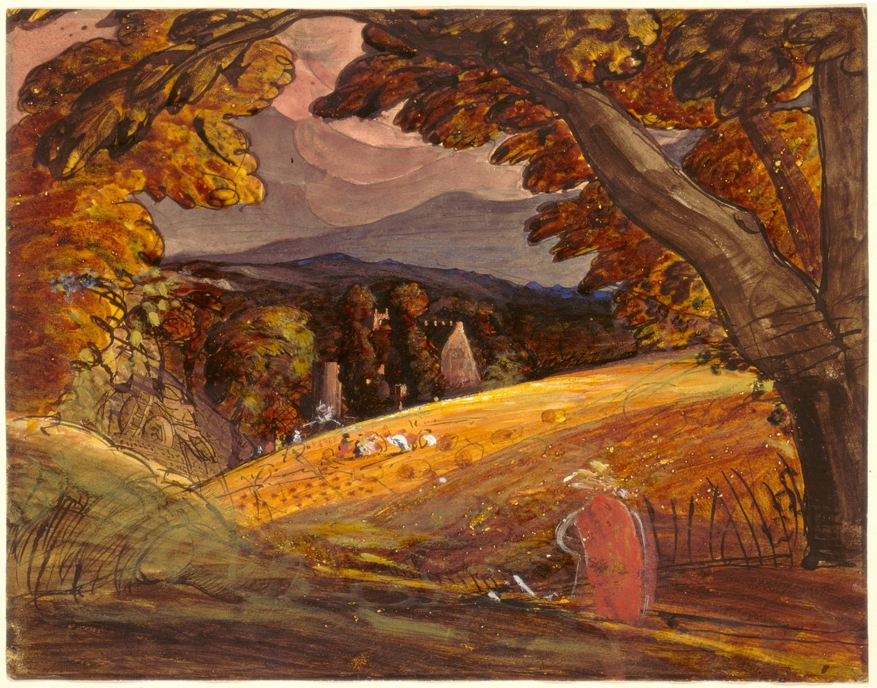 Ernter bei Feuerschein von Samuel Palmer