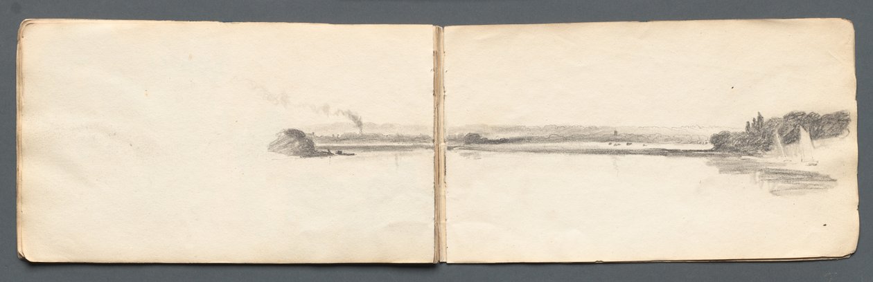 Skizzenbuch: Landschaft mit Segelbooten, 1814 von Samuel Prout