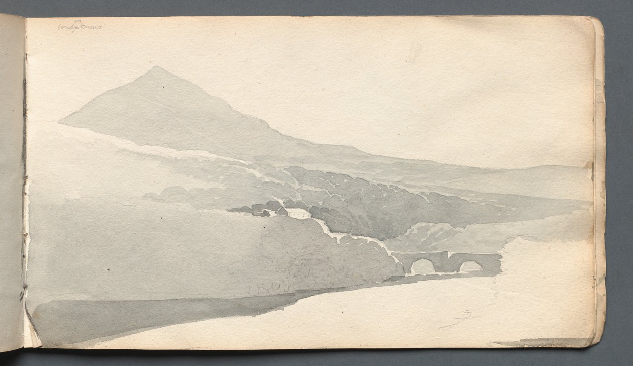 Skizzenbuch: "Gebirgige Landschaft mit Brücke" von Samuel Prout