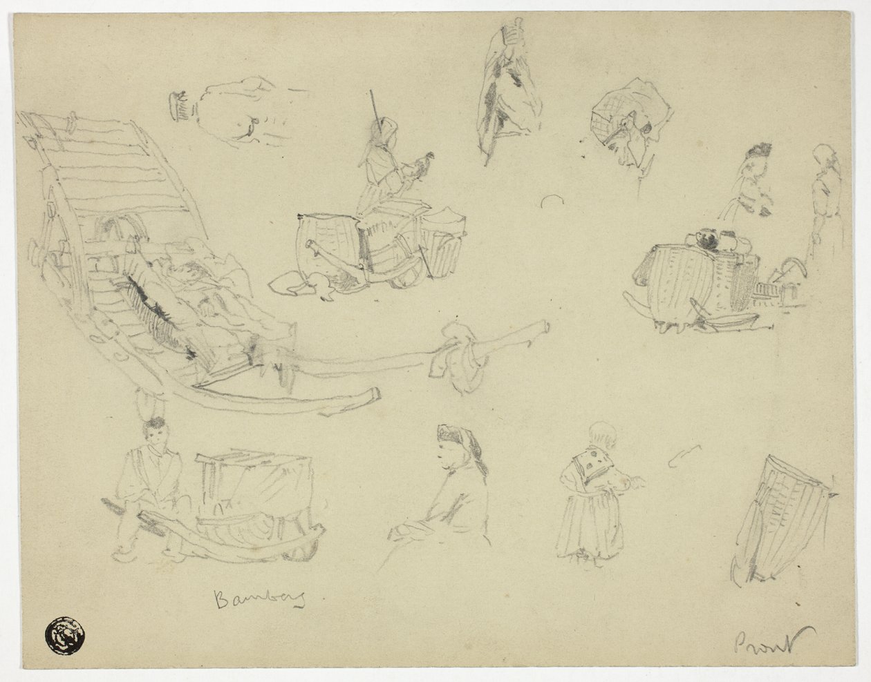 Skizzen von Figuren, Schlitten in Bambarg von Samuel Prout