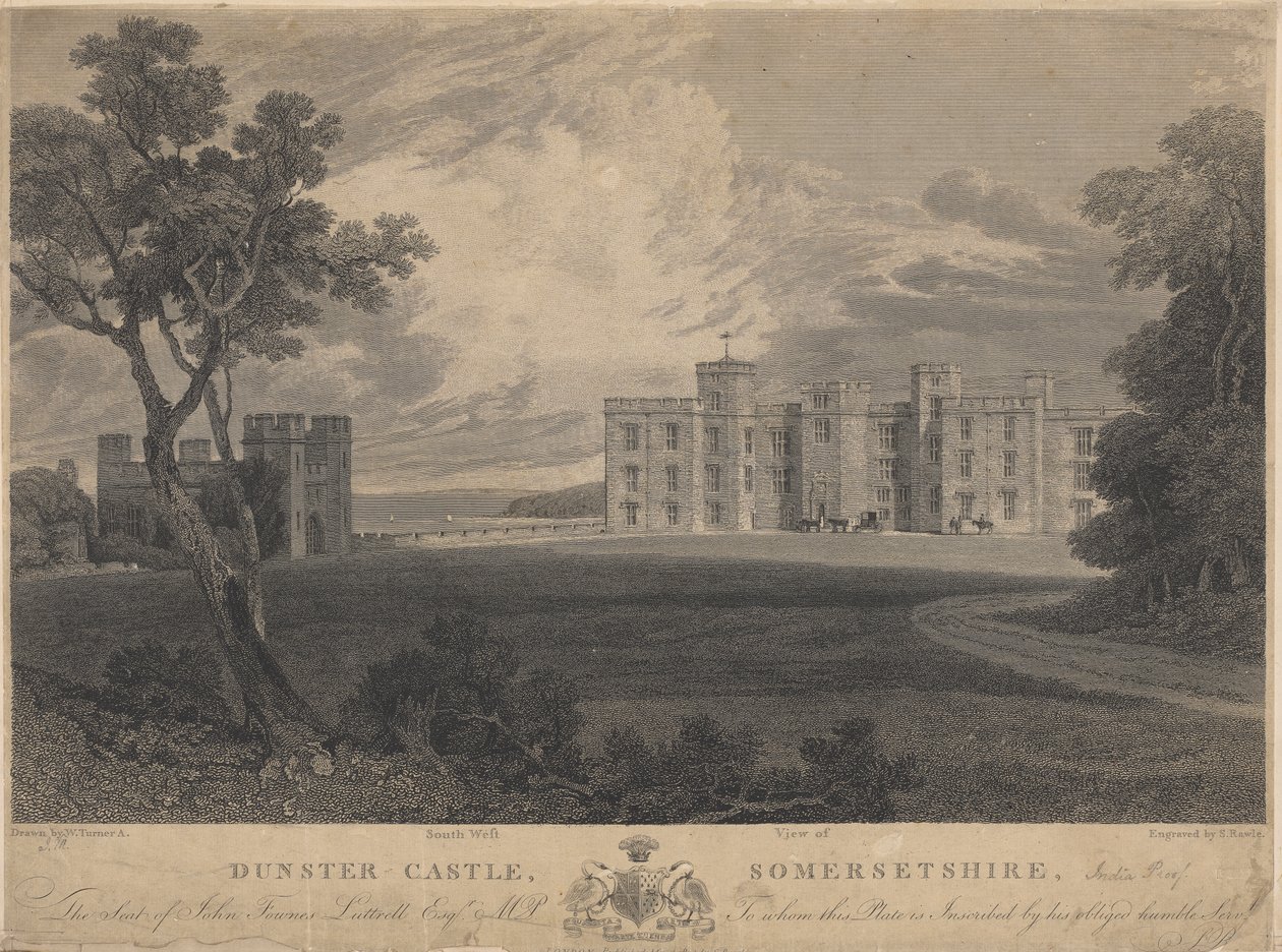 Südwestansicht von Dunster Castle, Somersetshire von Samuel Rawle