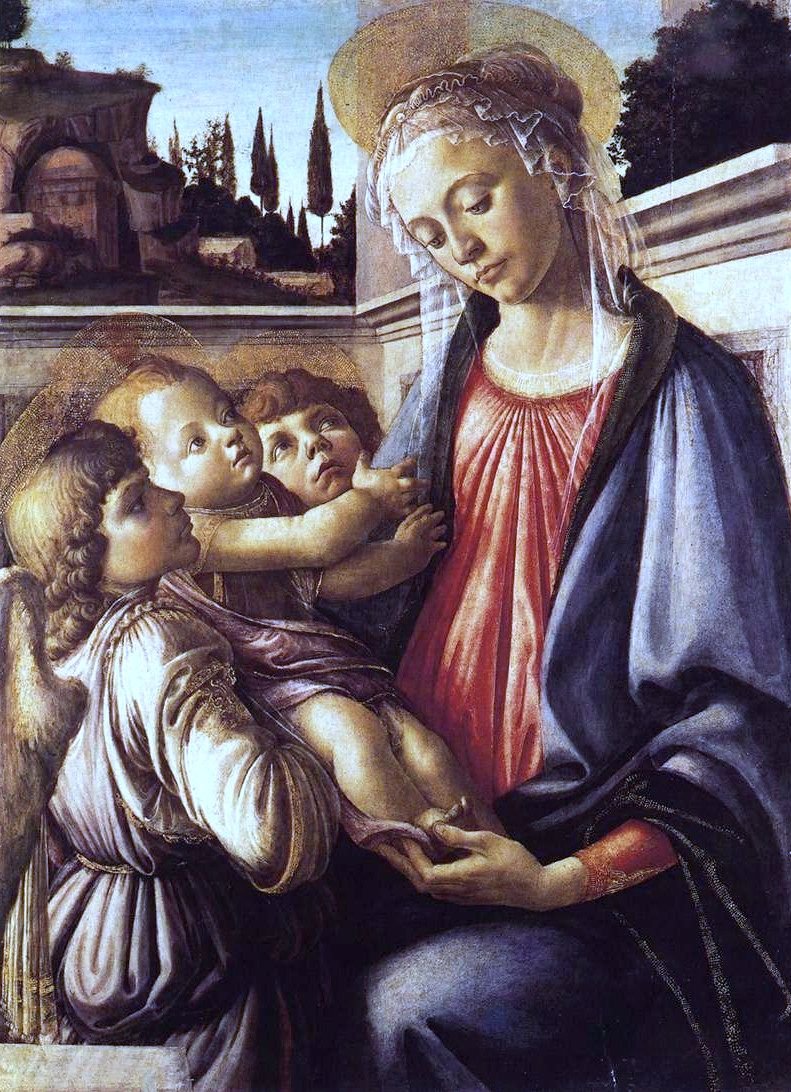 Madonna mit Kind und zwei Engeln von Sandro Botticelli