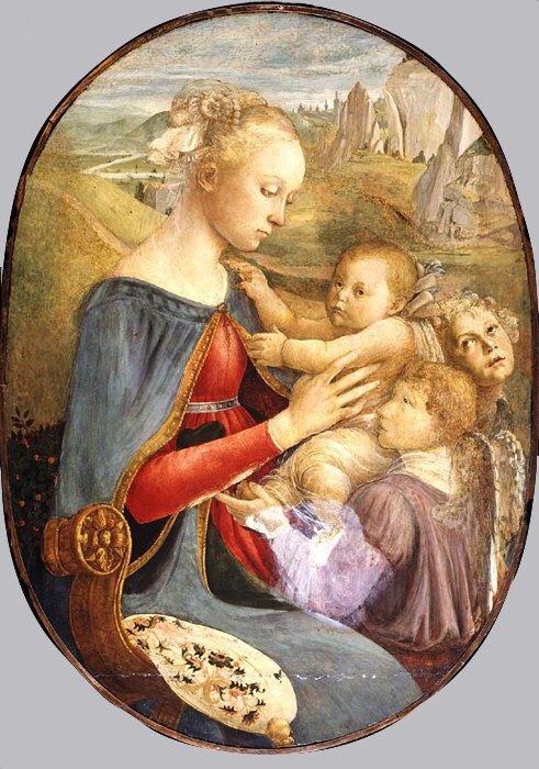 Madonna und Kind mit zwei Engeln von Sandro Botticelli