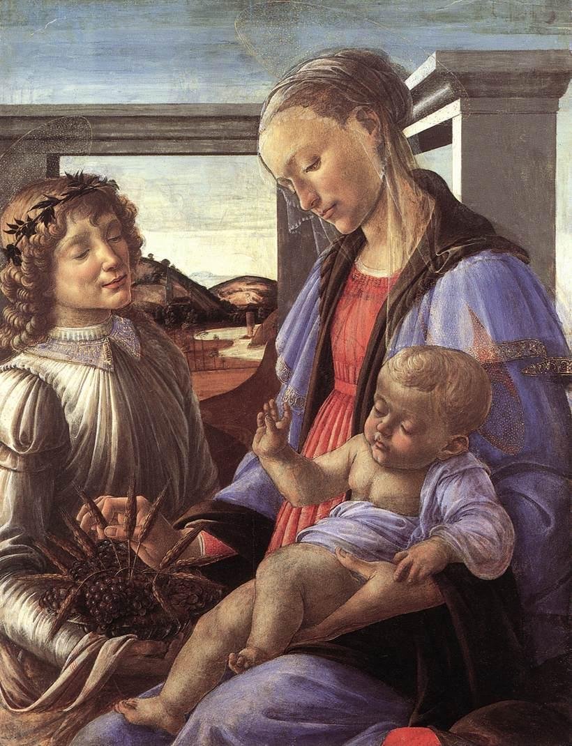 Madonna und Kind mit einem Engel von Sandro Botticelli