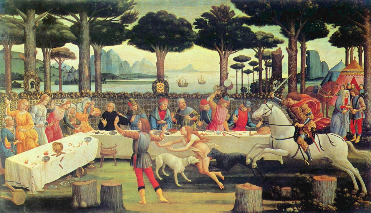 Das Bankett im Pinienwald von Sandro Botticelli