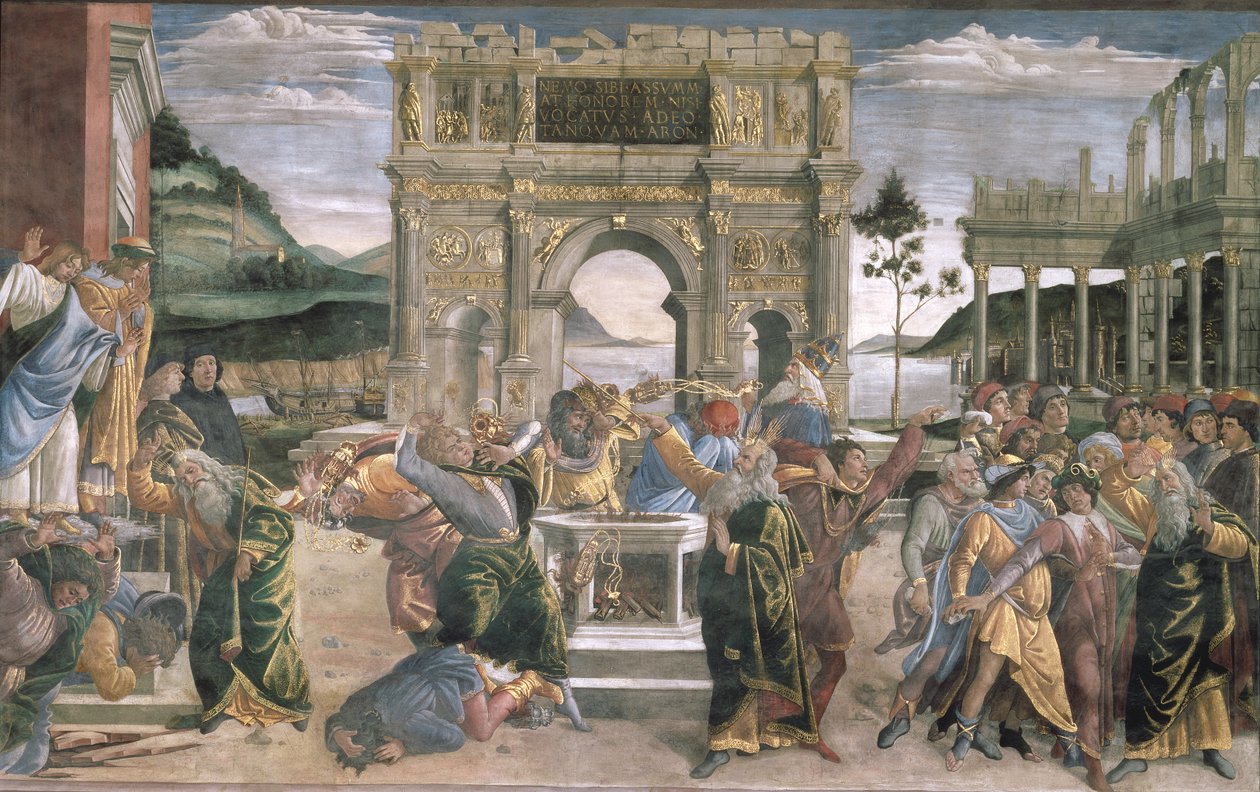 Die Bestrafung von Korah, Dathan und Abiram, 1481 von Sandro Botticelli