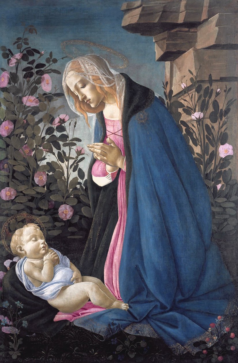 Die Jungfrau, die das schlafende Christkind anbetet von Sandro Botticelli