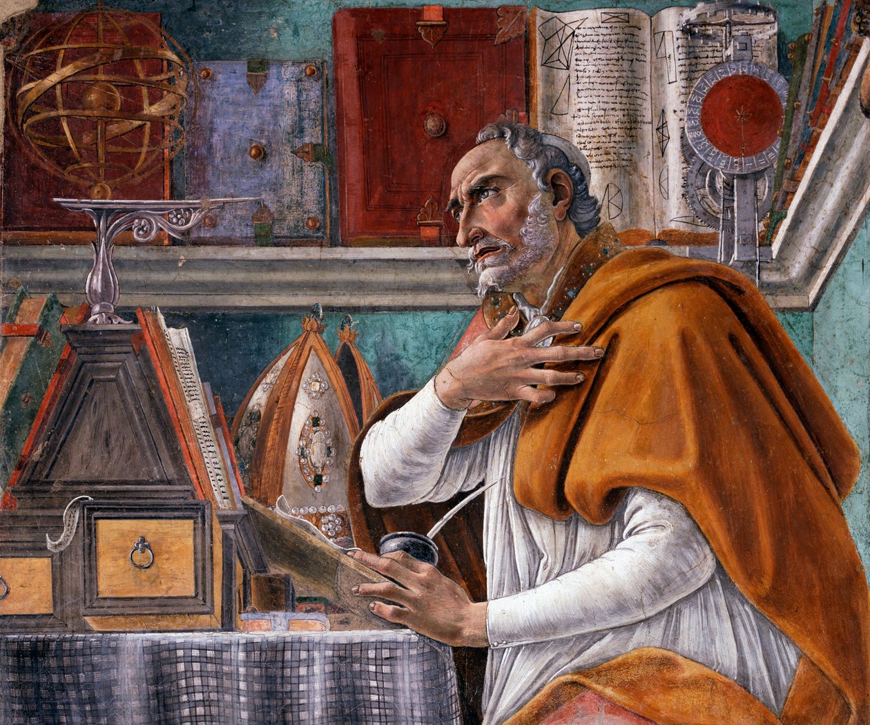 Detail von „Heiliger Augustinus“ von Sandro Botticelli