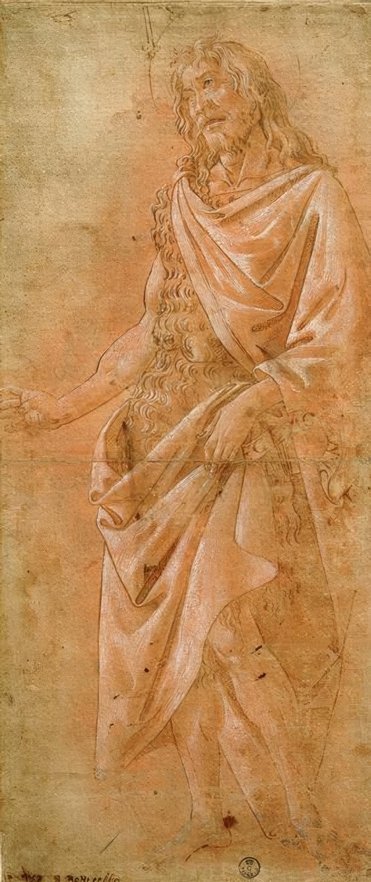 Johannes der Täufer mit Spruchband von Sandro Botticelli