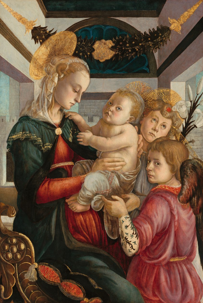 Madonna mit Kind und Engeln von Sandro Botticelli