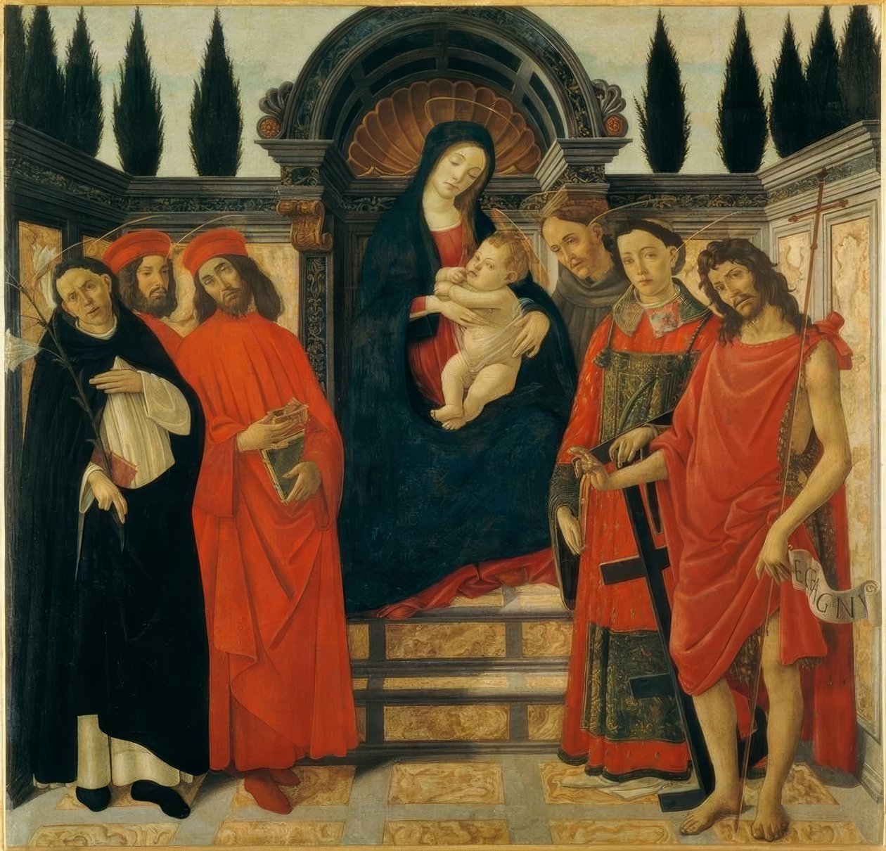 Maria mit Kind und Heiligen von Sandro Botticelli