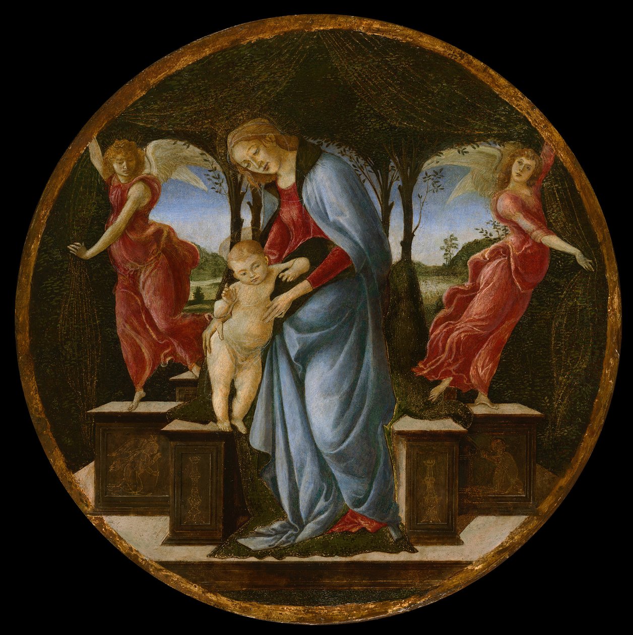 Jungfrau und Kind mit zwei Engeln, 1485-1495 von Sandro Botticelli