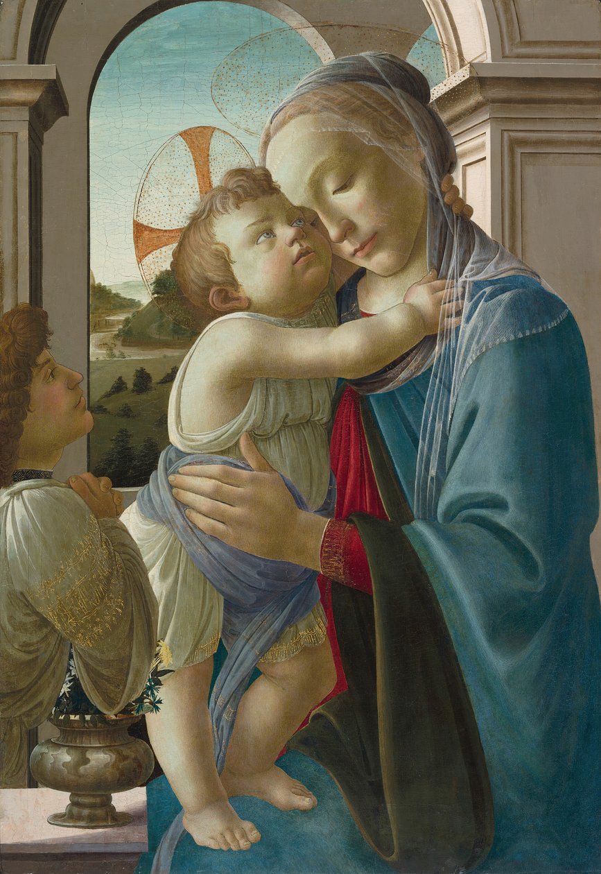 Jungfrau und Kind mit einem Engel, 1475-85 von Sandro Botticelli