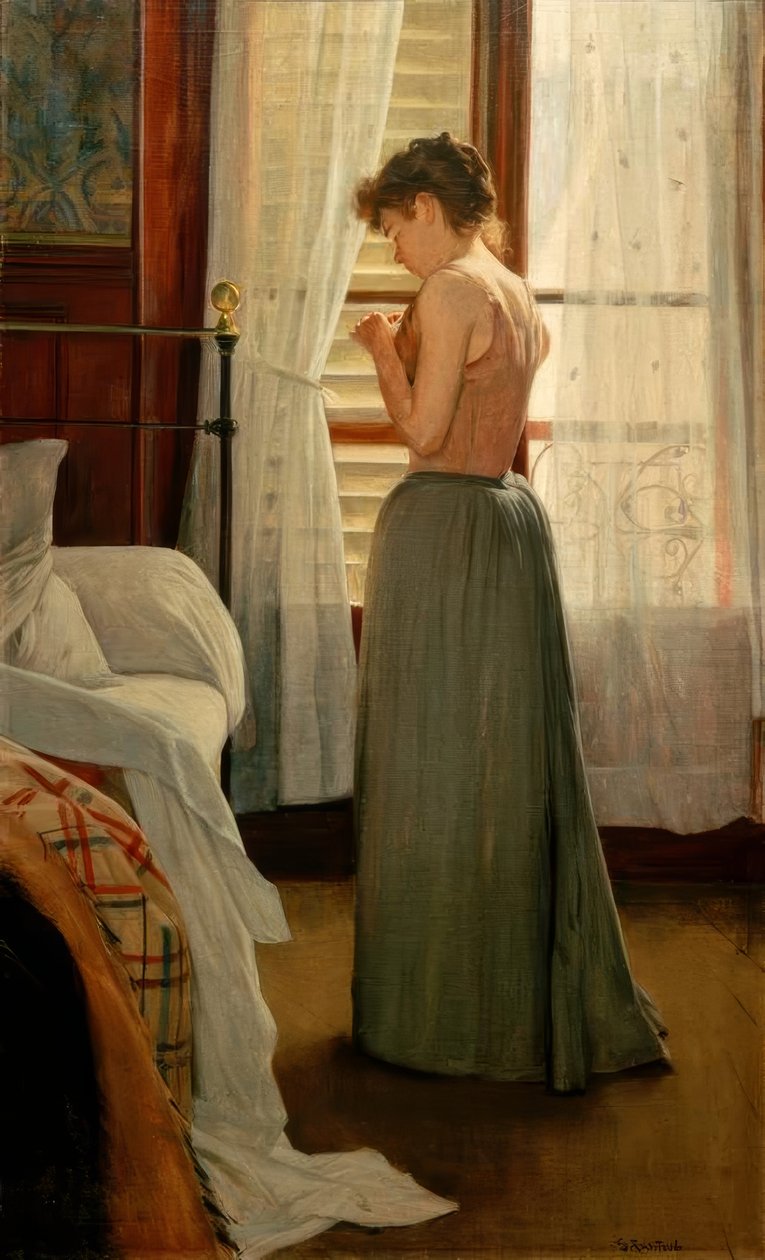 Interieur mit Frau von Santiago Rusiñol