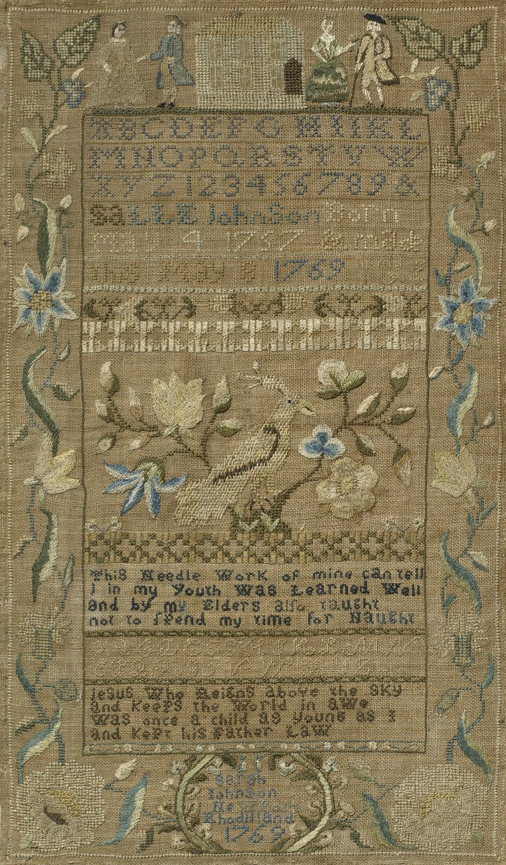 Stickmustertuch, 1769 von Sarah Johnson