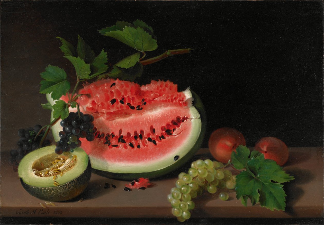 Stillleben mit Wassermelone von Sarah Miriam Peale