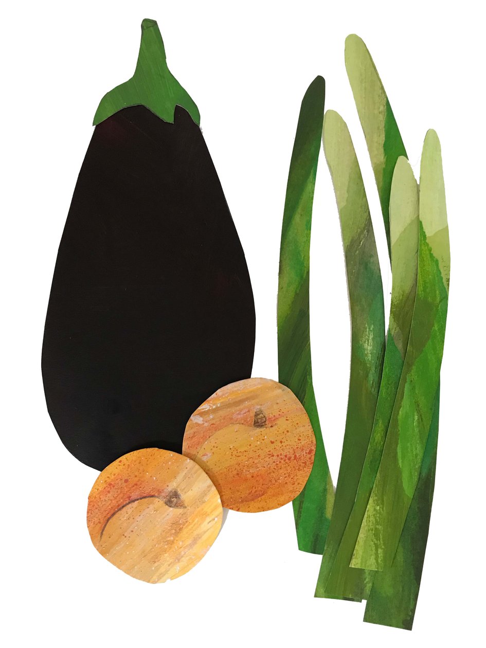 Spargel, Aprikosen, Aubergine von Sarah Thompson Engels