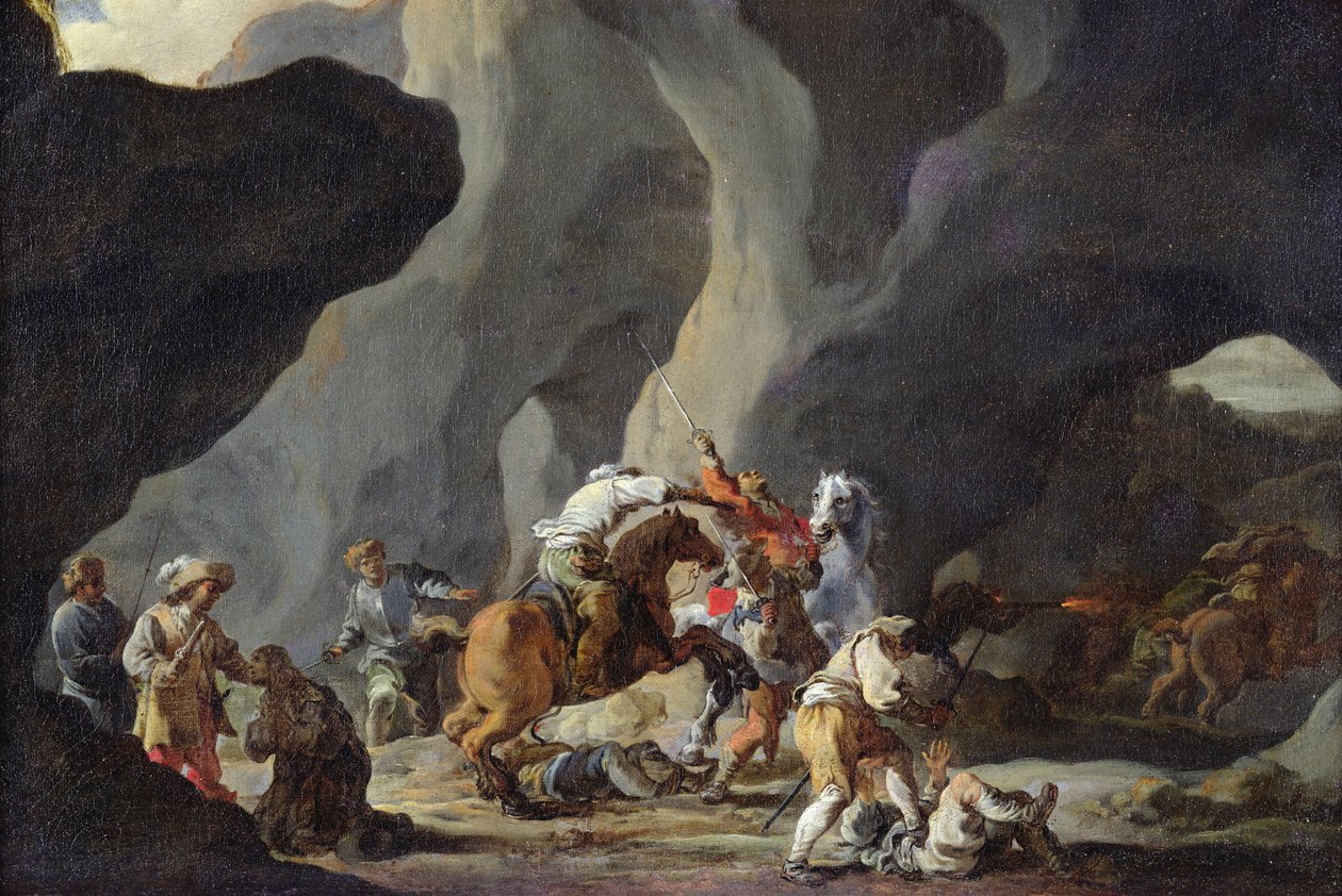 Angriff auf die Reisenden, ca. 1634-37 von Sébastien Bourdon
