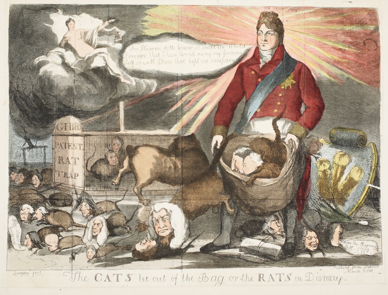 Die Katzen aus dem Sack gelassen oder die Ratten in Schrecken, veröffentlicht im März 1811 von Scarpione