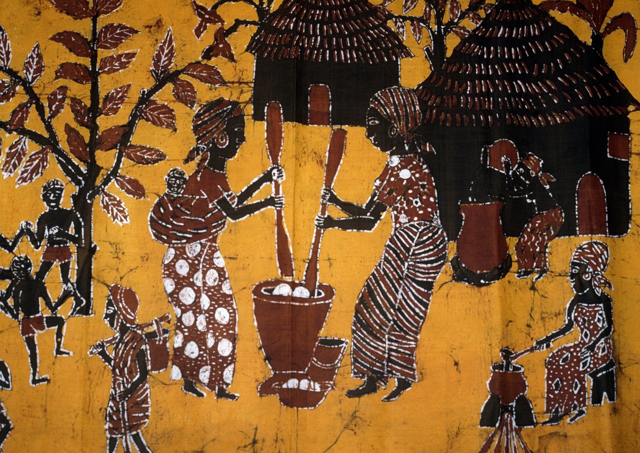 Stoff, hergestellt mit Batik-Technik, Togo Handwerkskunst von School African