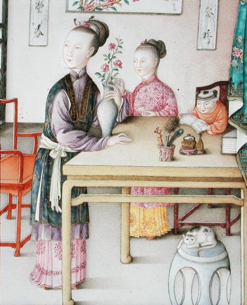 Detail eines kaiserlichen Kanton-Panels, Qianlong-Periode von School Chinese