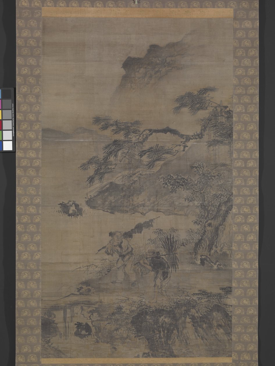Fischer und Holzfäller an einem Flussufer von School Chinese