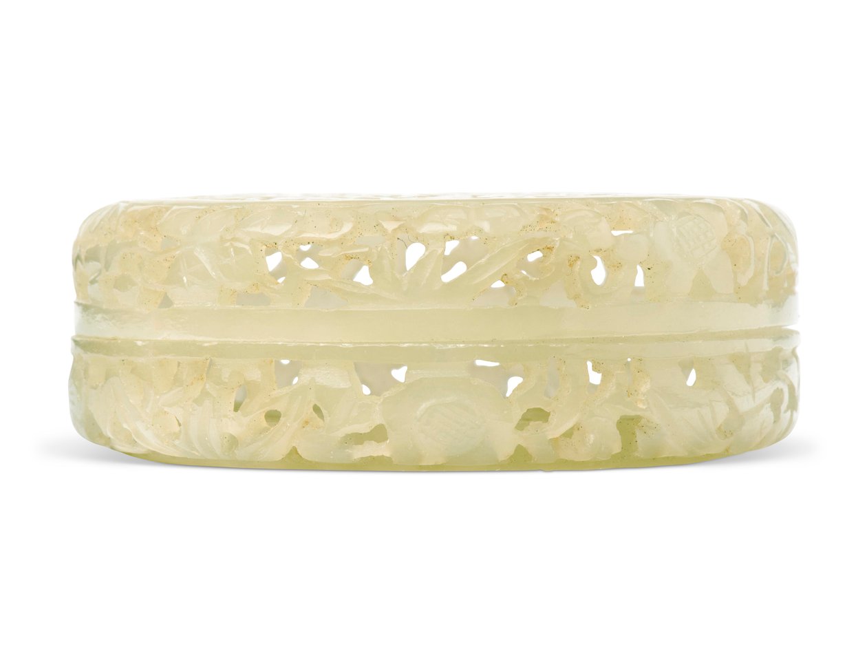 Durchbrochener zweiteiliger runder Parfümbehälter (weiße Jade) von School Chinese