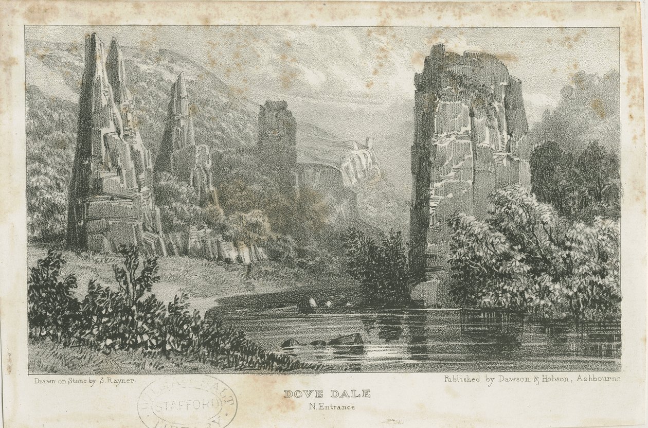 Dovedale - Landschaft: Lithographie, nd [ca. 1839] (Druck) von School English