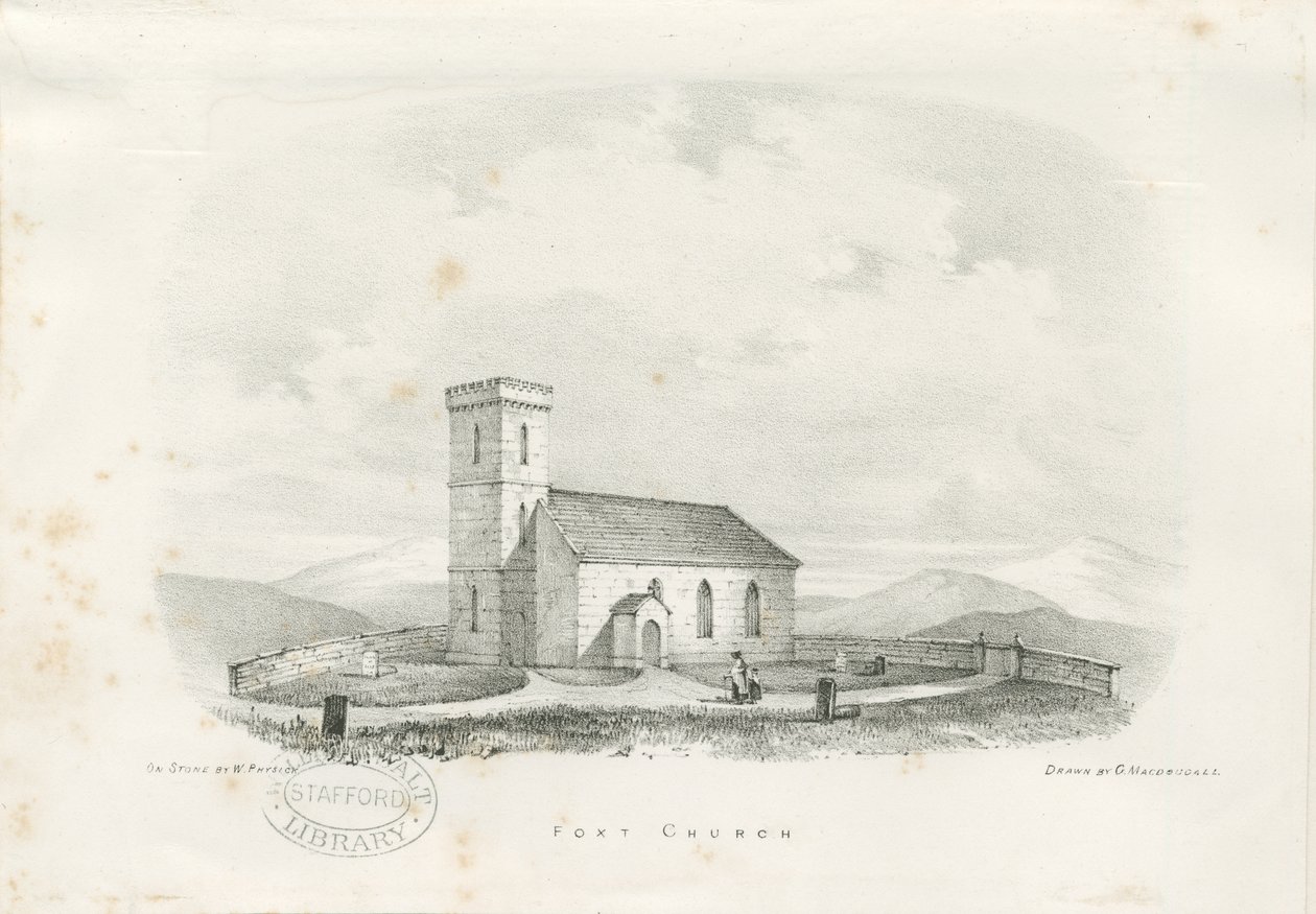Foxt Kirche (Lithographie) von School English