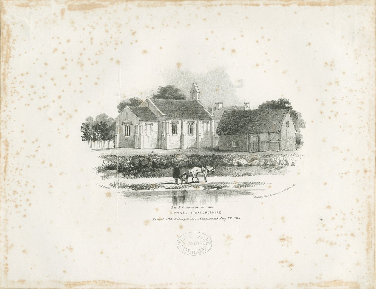 Hopwas Kapelle: Lithographie von School English