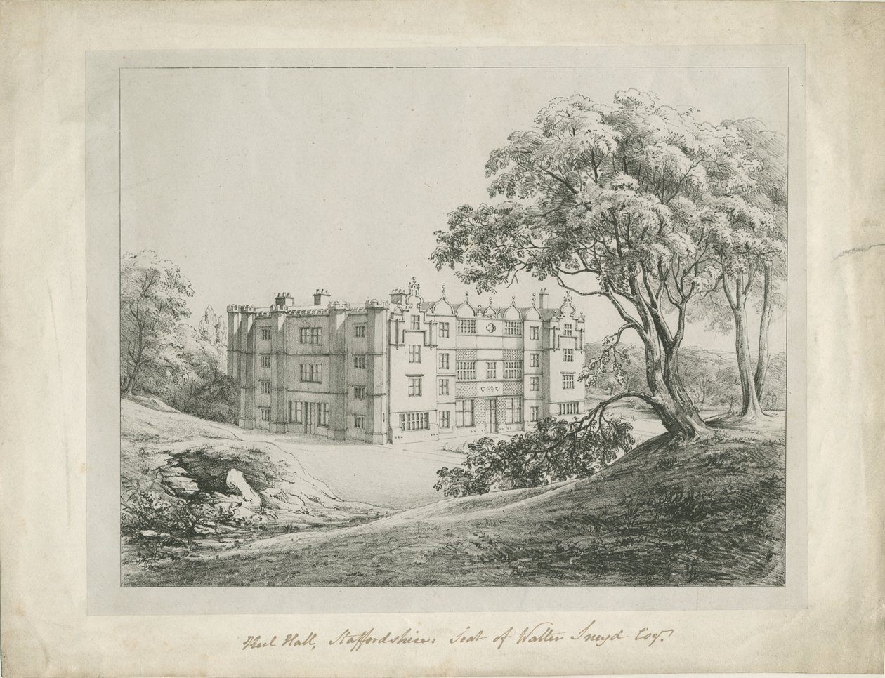 Keele Hall: Lithografie von School English