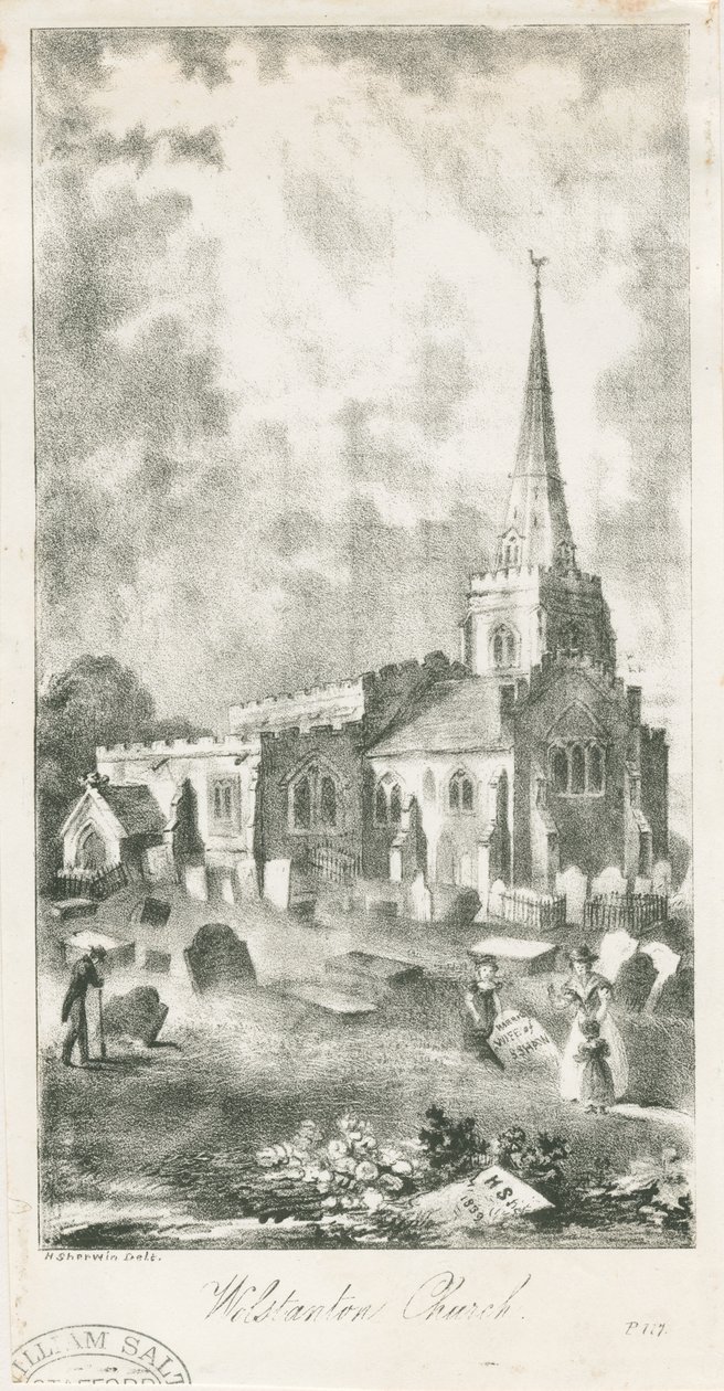 Wolstanton-Kirche: Lithographie von School English