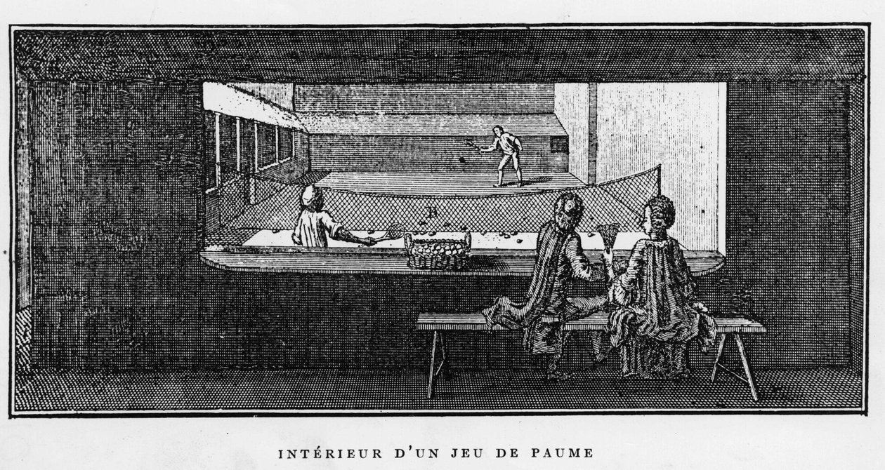 Innenansicht eines Jeu de Paume von School French