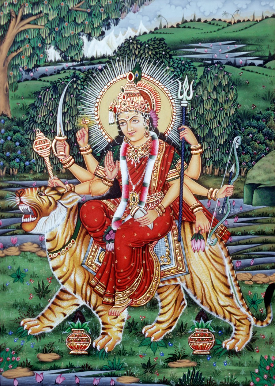 Göttin Durga Miniaturmalerei von School Indian