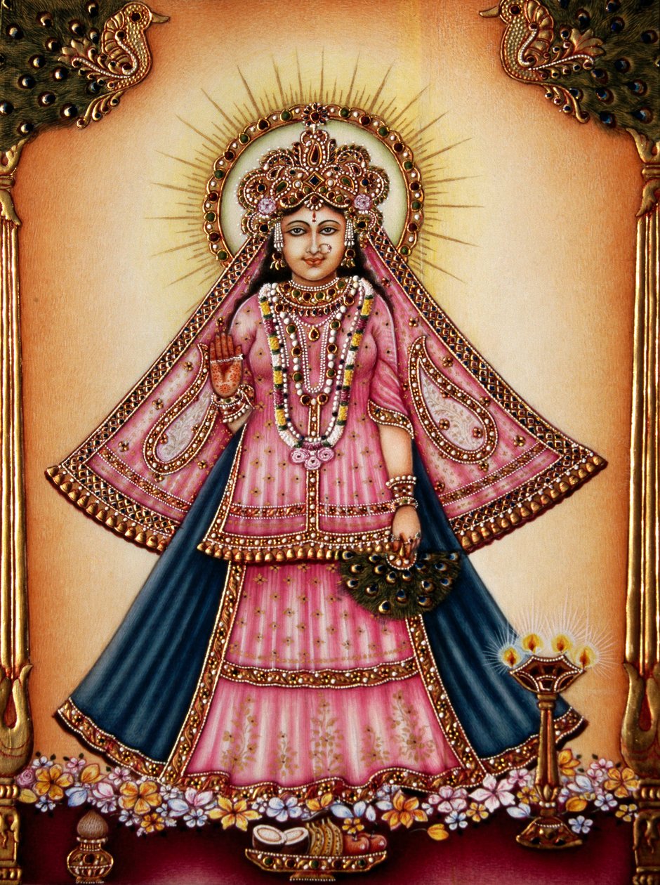Göttin Radha Miniaturmalerei auf Elfenbein von School Indian