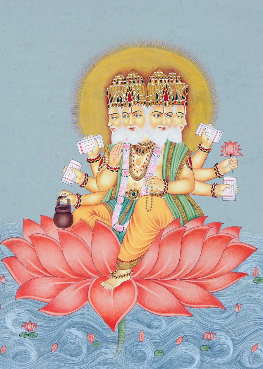 Miniaturmalerei des Gottes Brahma von School Indian