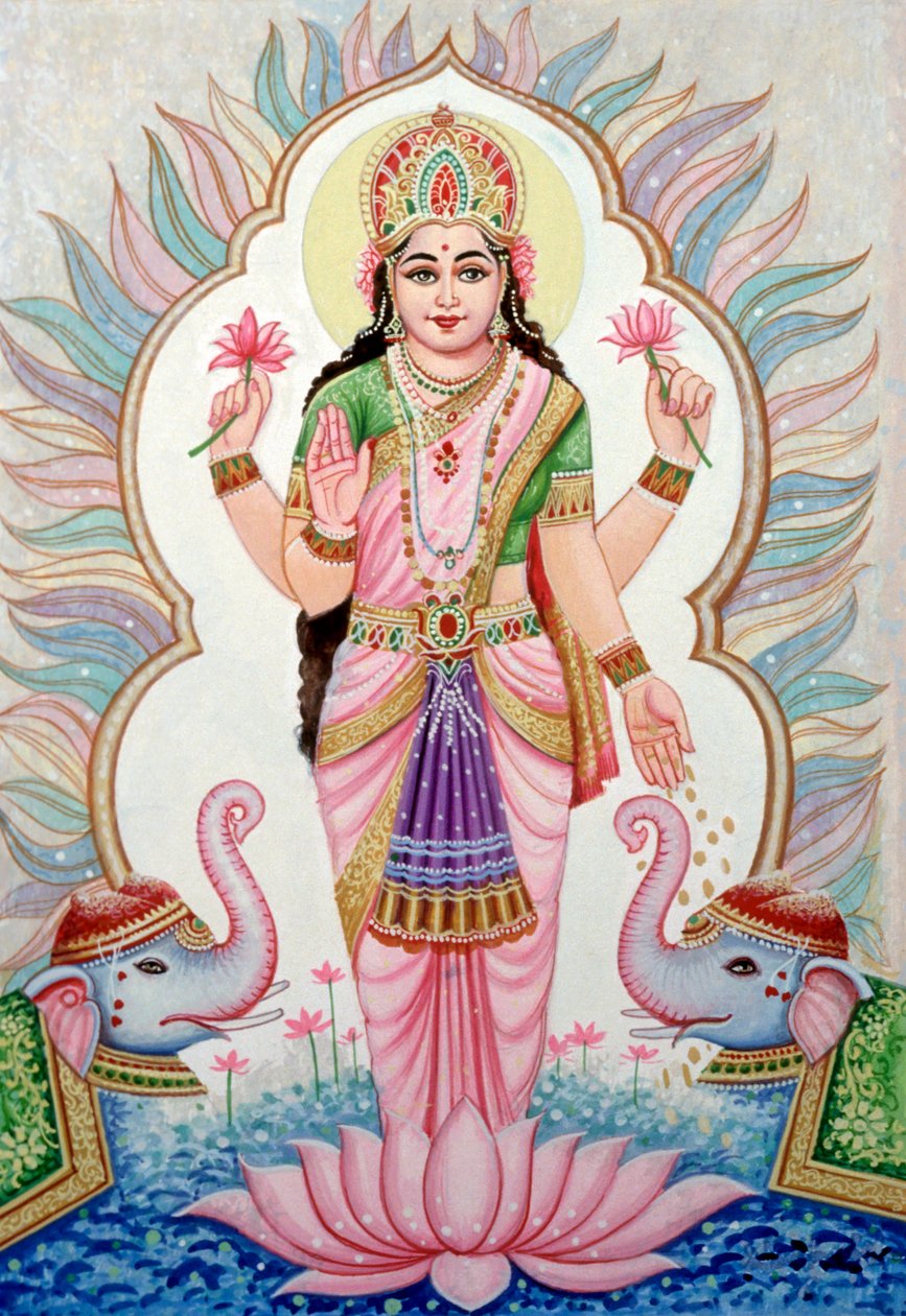 Miniaturmalerei der Göttin Laxmi, Indien von School Indian