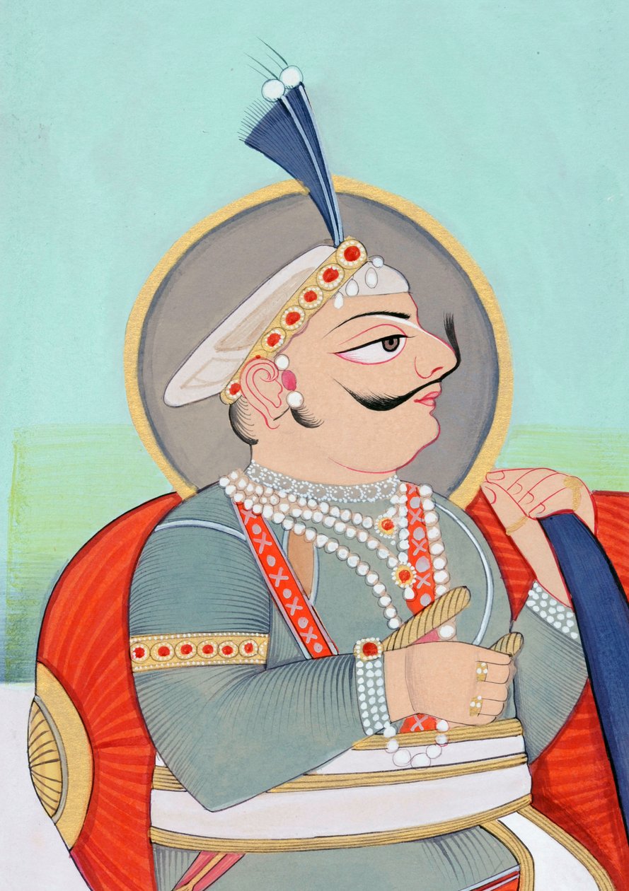 Miniaturmalerei von Maharaja Prithviraj Chauhan Ajmer von School Indian